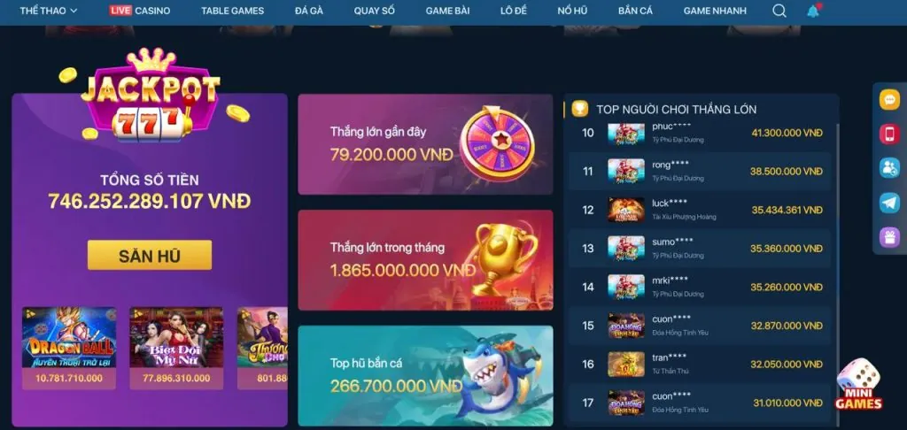Đa dạng trò chơi tại Hipclub